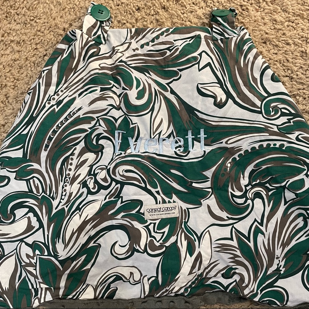 Carseat Canopy monogrammed with “Everett”